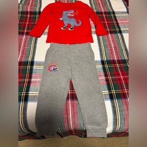 Cat & Jack 3T Valentine’s Day outfit. Red long sleeve shirt and fleece pants
